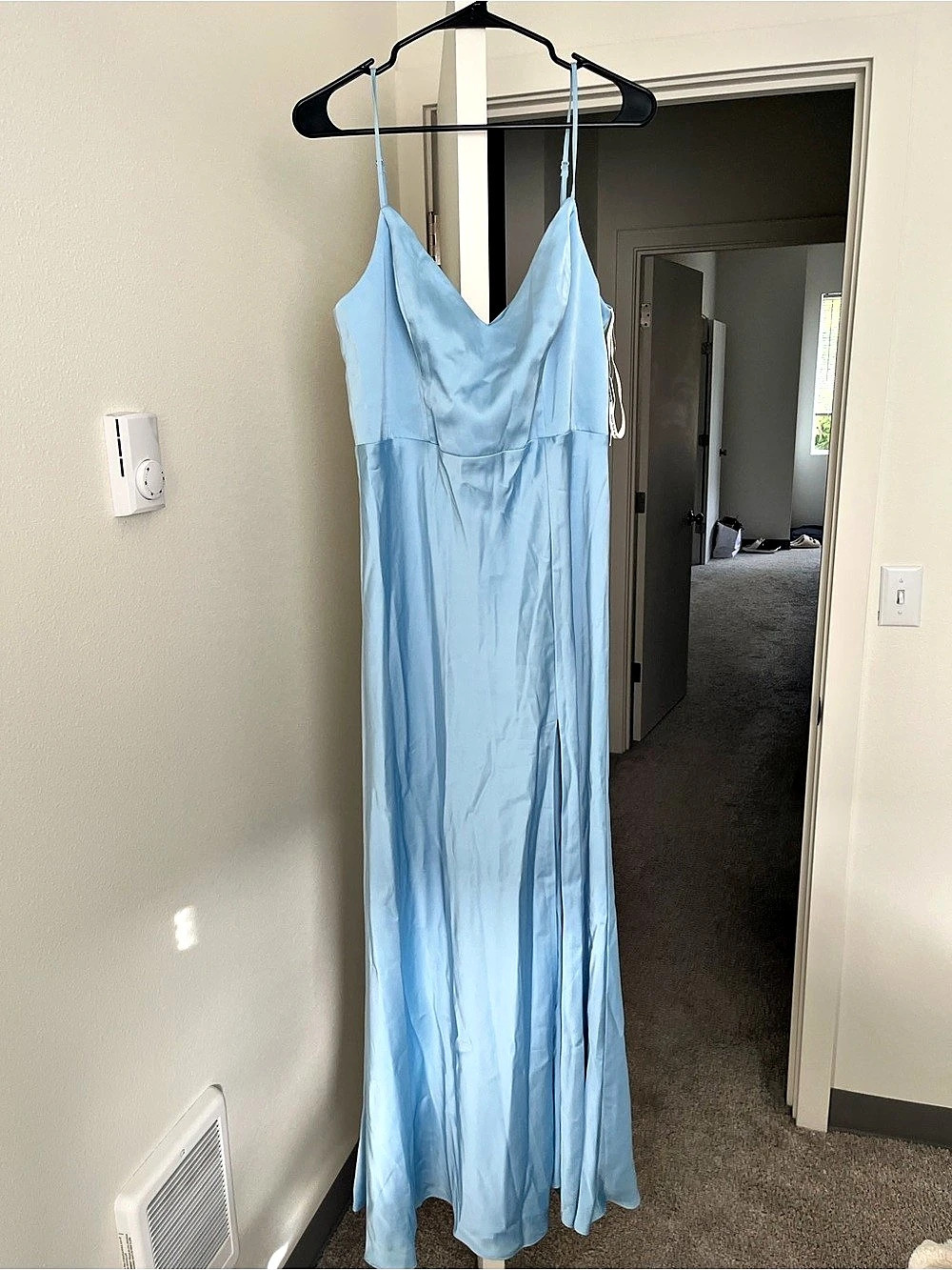 Birdy Grey Jay Matte Satin Dress Maxi Sky Blue, Size: Large